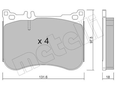 Комплект тормозных колодок, дисковый тормоз METELLI 22-1197-0