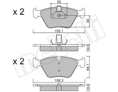 Bremžu uzliku kompl., Disku bremzes METELLI 22-0207-0