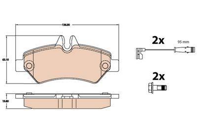 Bremžu uzliku kompl., Disku bremzes TRW GDB2076