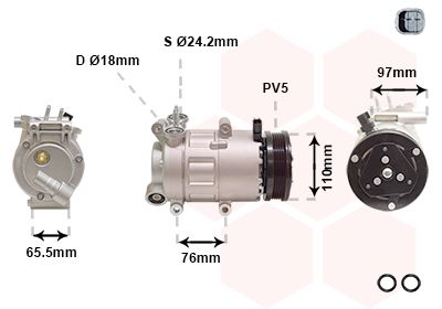 Компрессор, кондиционер VAN WEZEL 1801K001