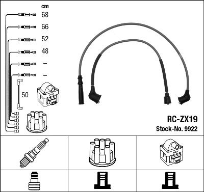 Augstsprieguma vadu komplekts NGK 9922