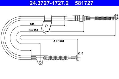 Тросик, cтояночный тормоз ATE 24.3727-1727.2