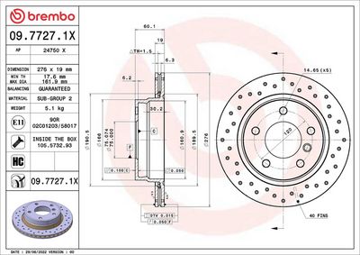 Bremžu diski BREMBO 09.7727.1X