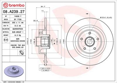 Тормозной диск BREMBO 08.A239.27