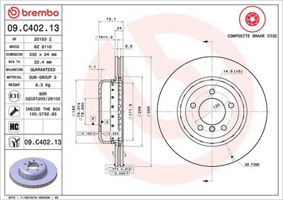 Тормозной диск BREMBO 09.C402.13