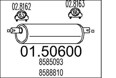 Vidējais izpl. gāzu trokšņa slāpētājs MTS 01.50600