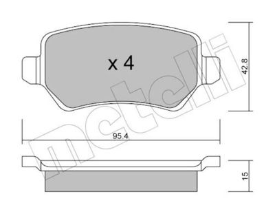 Комплект тормозных колодок, дисковый тормоз METELLI 22-0542-1