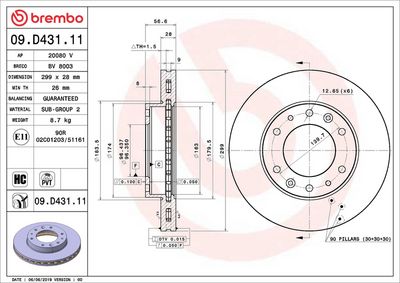 Тормозной диск BREMBO 09.D431.11