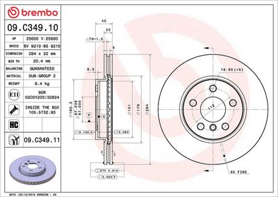 Тормозной диск BREMBO 09.C349.11