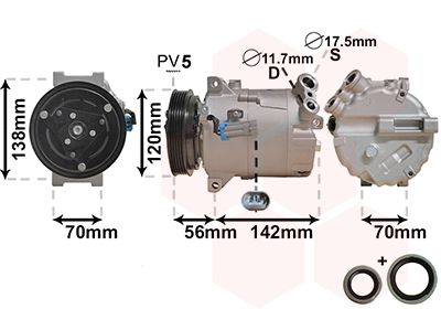 Компрессор, кондиционер VAN WEZEL 3700K313