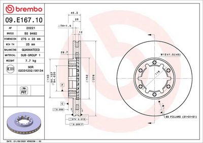 Bremžu diski BREMBO 09.E167.10