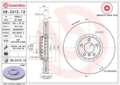 Тормозной диск BREMBO 09.C413.13