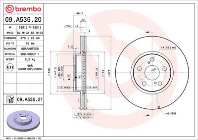 Bremžu diski BREMBO 09.A535.20