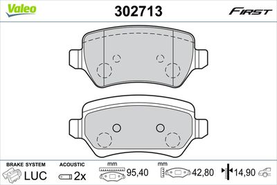 Bremžu uzliku kompl., Disku bremzes VALEO 302713
