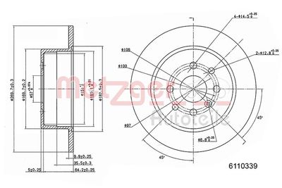 Тормозной диск METZGER 6110339