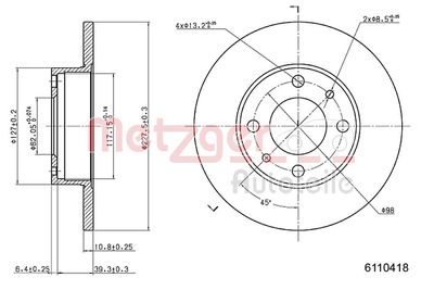 Тормозной диск METZGER 6110418