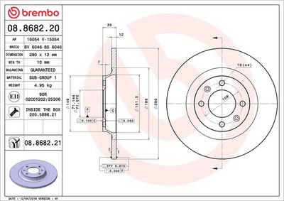 Тормозной диск BREMBO 08.8682.21