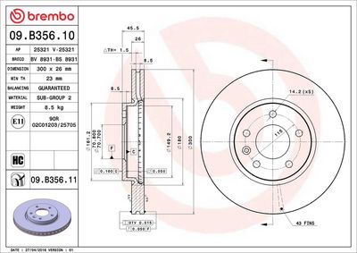 Тормозной диск BREMBO 09.B356.11