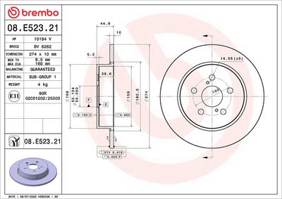 Bremžu diski BREMBO 08.E523.21