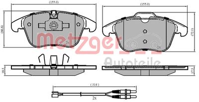 Bremžu uzliku kompl., Disku bremzes METZGER 1170773
