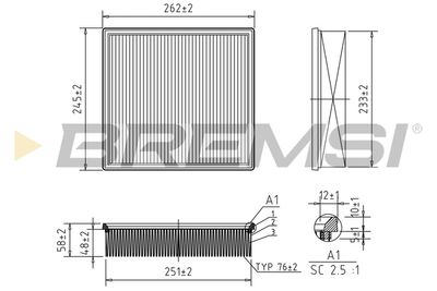 Воздушный фильтр BREMSI FA2090