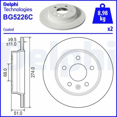 Тормозной диск DELPHI BG5226C