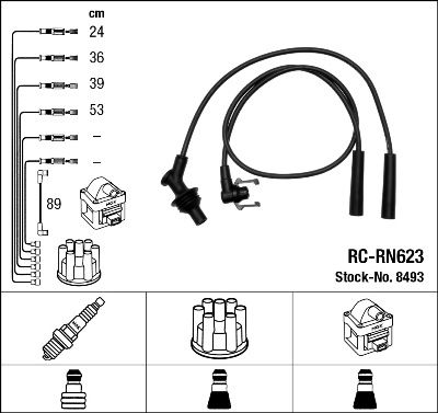 NGK 8493 Augstsprieguma vadu komplekts