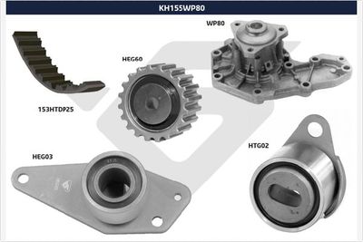Ūdenssūknis + Zobsiksnas komplekts HUTCHINSON KH 155WP80