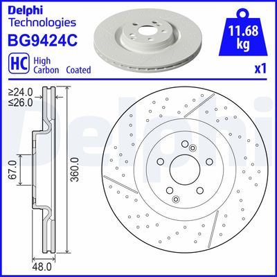 Тормозной диск DELPHI BG9424C