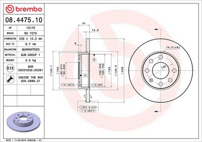 Тормозной диск BREMBO 08.4475.10