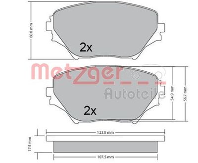 Комплект тормозных колодок, дисковый тормоз METZGER 1170418