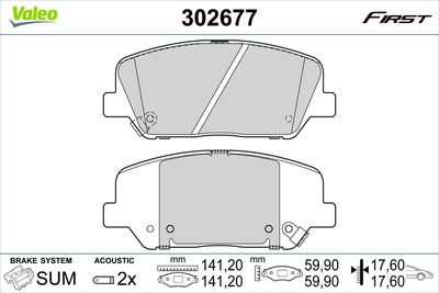Bremžu uzliku kompl., Disku bremzes VALEO 302677