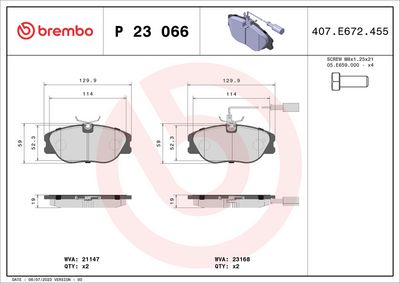 Bremžu uzliku kompl., Disku bremzes BREMBO P 23 066