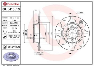 Bremžu diski BREMBO 08.B413.1S