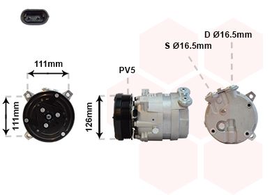 Компрессор, кондиционер VAN WEZEL 3700K280