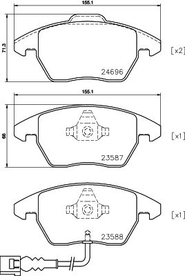 Комплект тормозных колодок, дисковый тормоз HELLA PAGID 8DB 355 023-161
