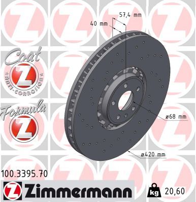 Bremžu diski ZIMMERMANN 100.3395.70