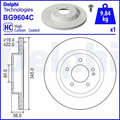 Тормозной диск DELPHI BG9604C
