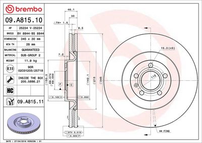 Тормозной диск BREMBO 09.A815.11