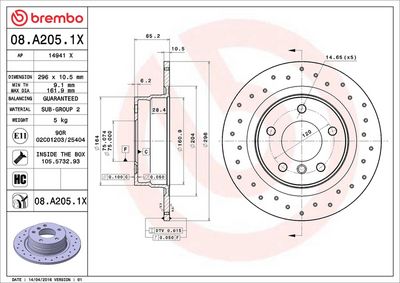 Тормозной диск BREMBO 08.A205.1X