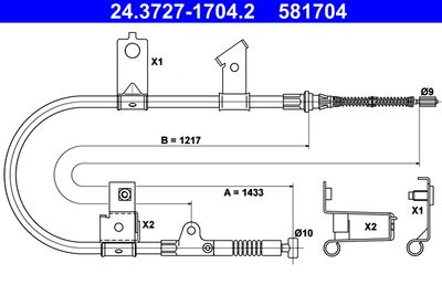 Тросик, cтояночный тормоз ATE 24.3727-1704.2