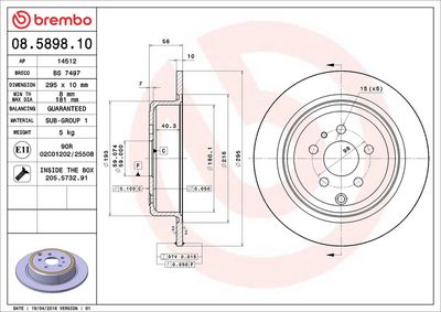 Тормозной диск BREMBO 08.5898.10