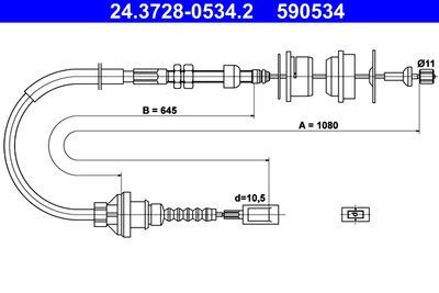 Трос, управление сцеплением ATE 24.3728-0534.2