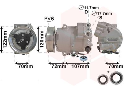 Компрессор, кондиционер VAN WEZEL 3700K595