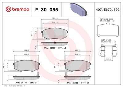Bremžu uzliku kompl., Disku bremzes BREMBO P 30 055X