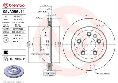 Bremžu diski BREMBO 09.A056.11