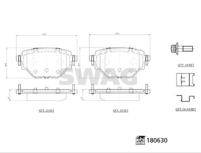 Bremžu uzliku kompl., Disku bremzes SWAG 33 10 7799
