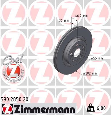 Тормозной диск ZIMMERMANN 590.2850.20