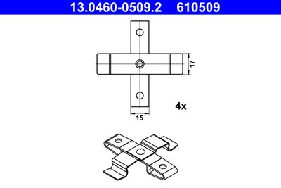 Комплектующие, колодки дискового тормоза ATE 13.0460-0509.2