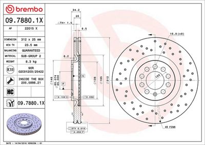Тормозной диск BREMBO 09.7880.1X